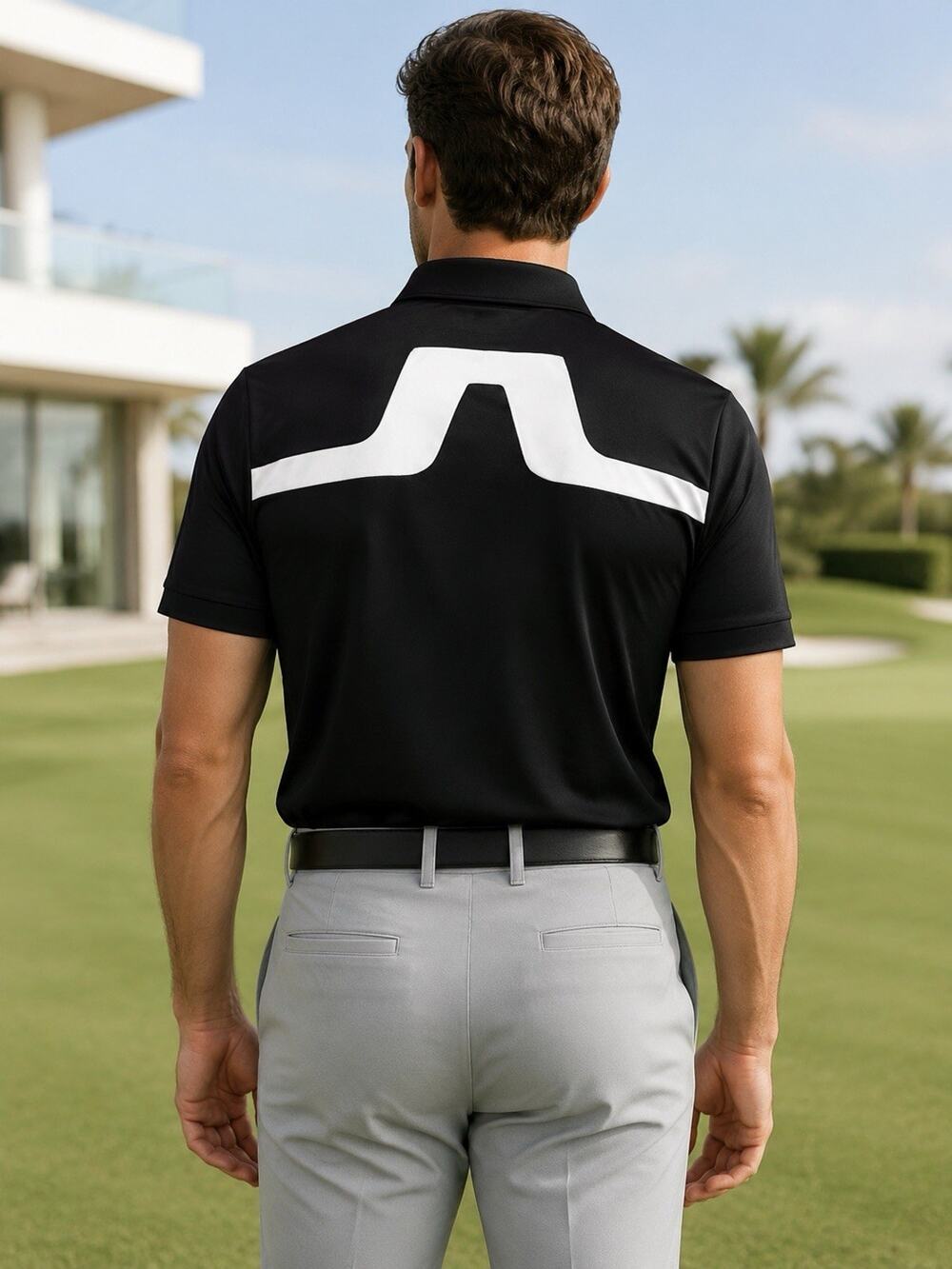 J.Lindeberg KV Golf Polo Men’s Medium Black Regular Fit Performance